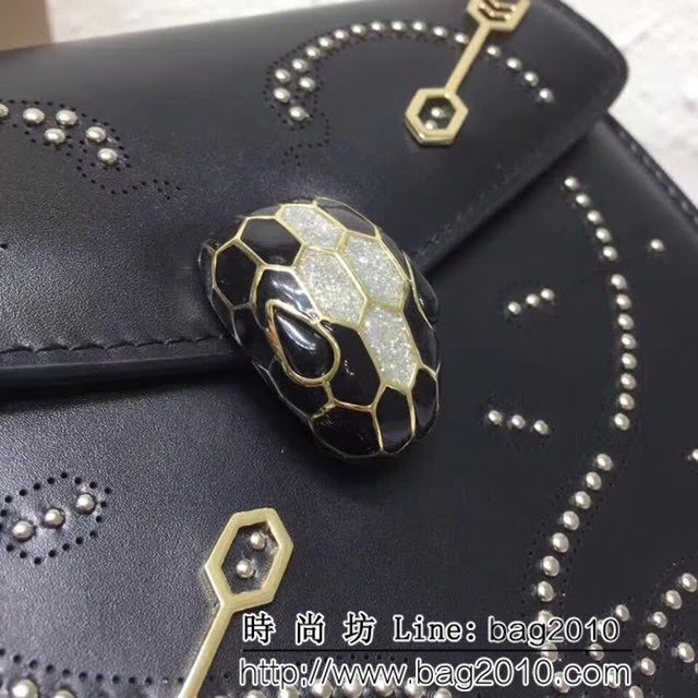 BVLGARI寶格麗 Serpenti Forever小牛皮翻蓋包 鏈條單肩斜挎包 285884 FYD1080